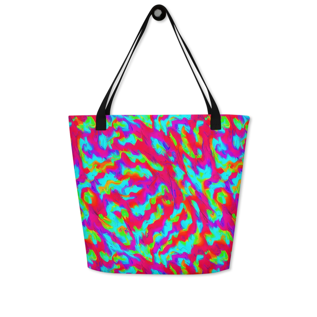 Fluorescent Cascade on Large Tote Bag W/ Pocket — Front