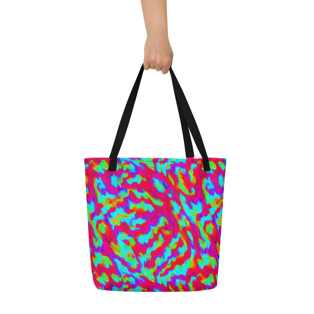 Fluorescent Cascade on Large Tote Bag W/ Pocket — Front