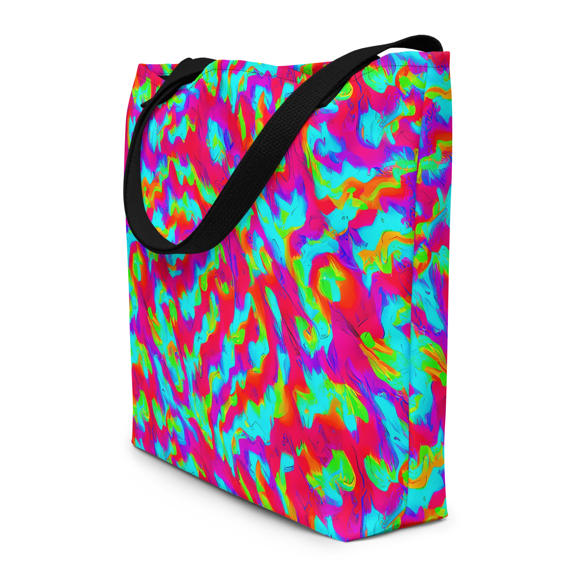 Fluorescent Cascade on Large Tote Bag W/ Pocket — Front