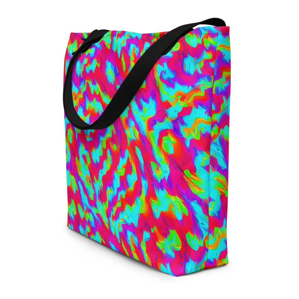 Fluorescent Cascade on Large Tote Bag W/ Pocket — Front