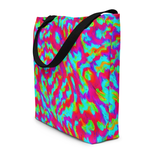 Fluorescent Cascade on a Large Tote Bag W/ Pocket