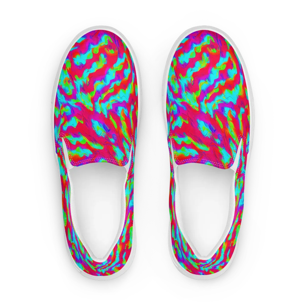 Fluorescent Cascade on Women's Slip-On Canvas Shoes — Front
