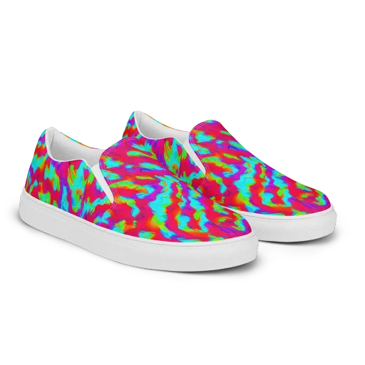 Fluorescent Cascade on a Women's Slip-On Canvas Shoes