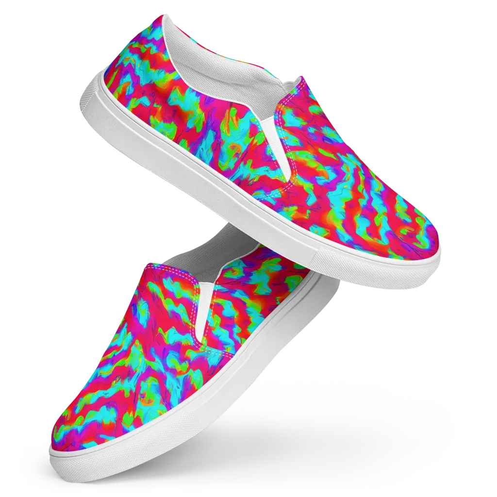 Fluorescent Cascade on Women's Slip-On Canvas Shoes — Front