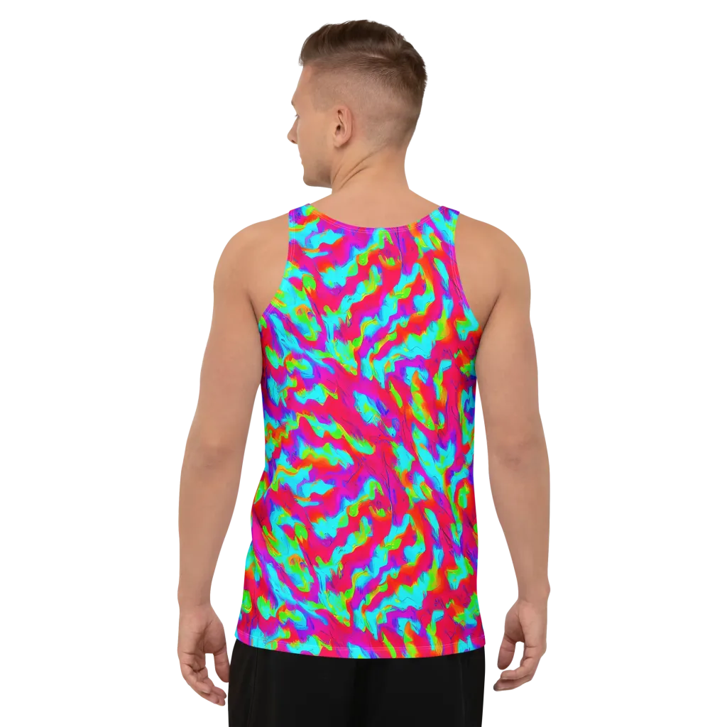 Fluorescent Cascade on Men's Tank Top — Back