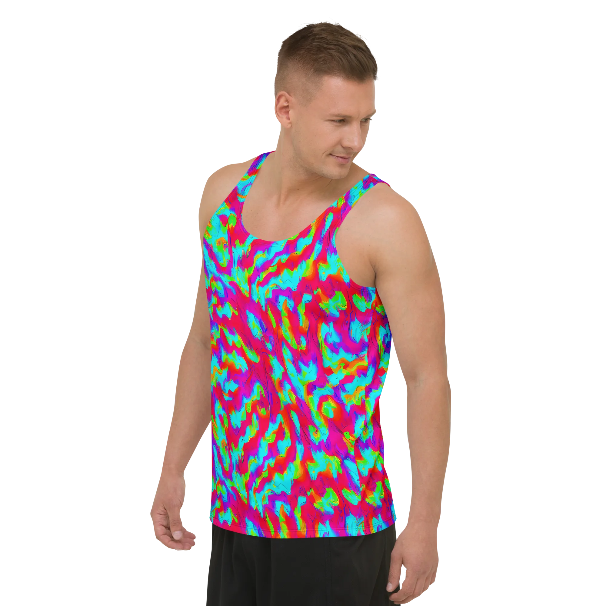 Fluorescent Cascade on Men's Tank Top — Left Front