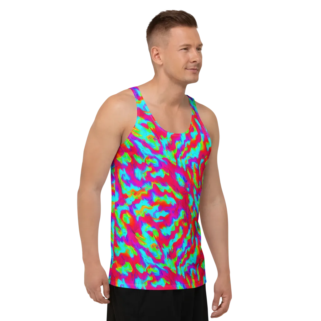 Fluorescent Cascade on Men's Tank Top — Right Front