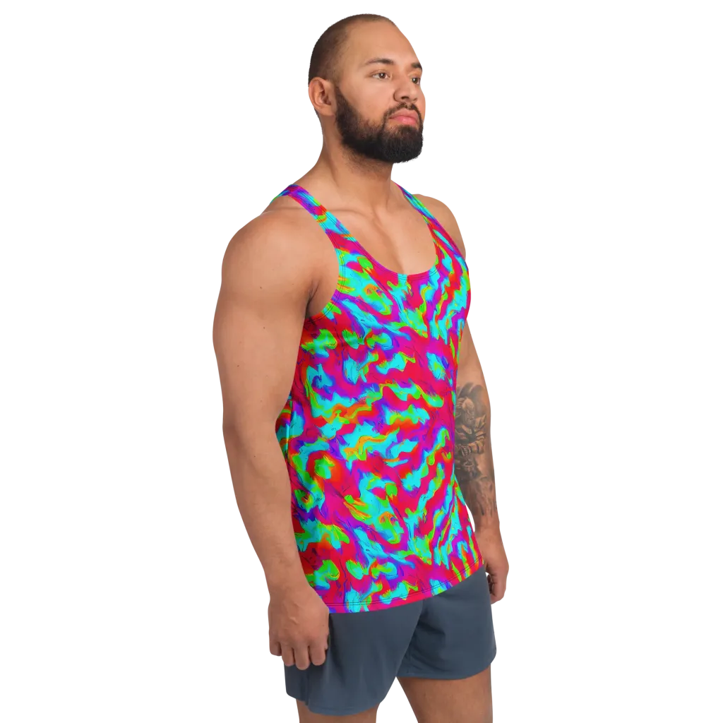 Fluorescent Cascade on Men's Tank Top — Right Front