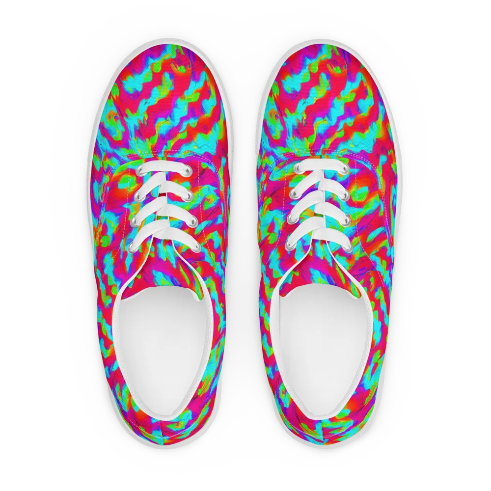 Fluorescent Cascade on Men's Lace-Up Canvas Shoes — Front