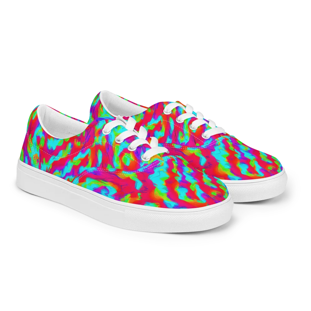 Fluorescent Cascade on Men's Lace-Up Canvas Shoes — Right Front
