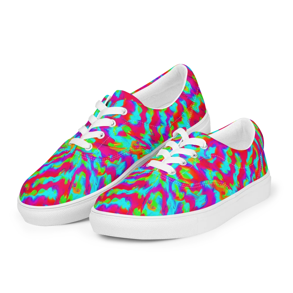 Fluorescent Cascade on Men's Lace-Up Canvas Shoes — Left Front