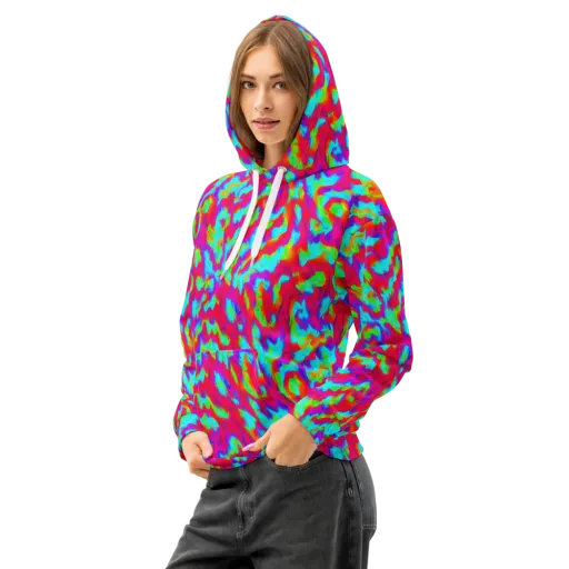 Fluorescent Cascade on a Cotton Hoodie