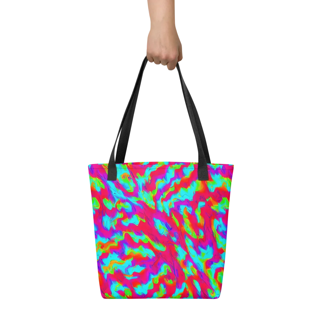 Fluorescent Cascade on Tote Bag — Front