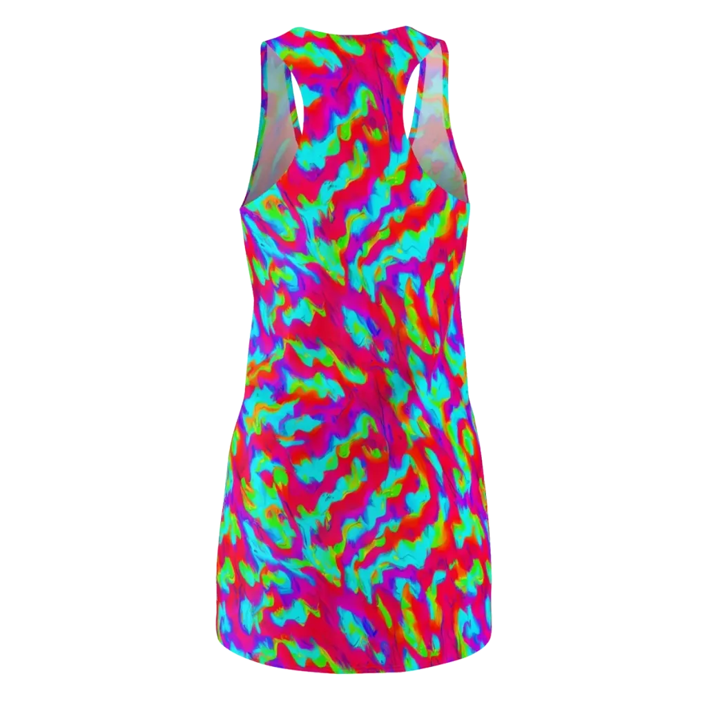 Fluorescent Cascade on Racerback Dress — Back