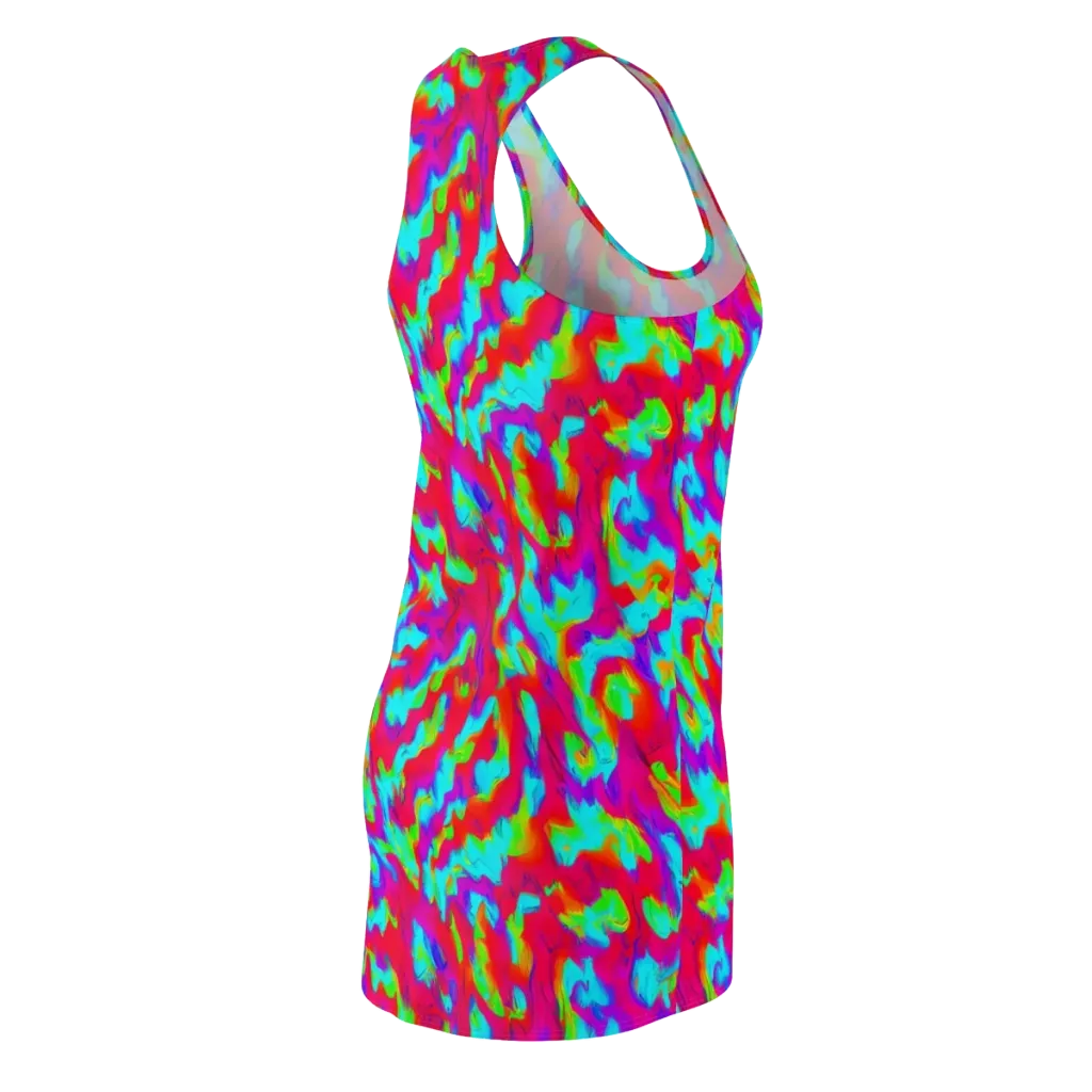 Fluorescent Cascade on Racerback Dress — Back Side