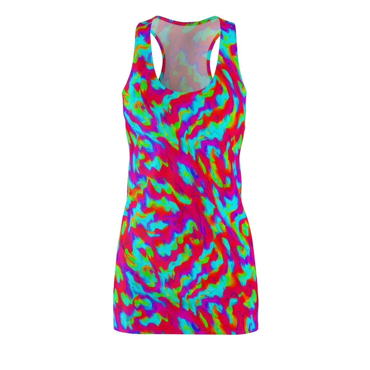 Fluorescent Cascade on Racerback Dress — Front