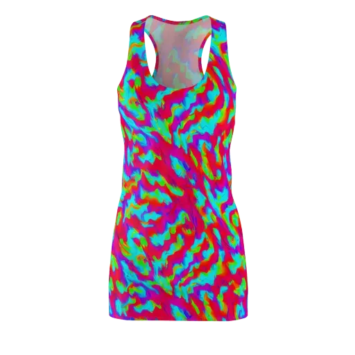 Fluorescent Cascade on a Racerback Dress
