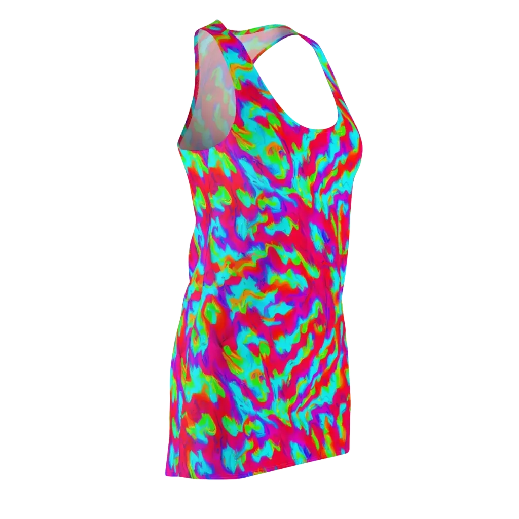 Fluorescent Cascade on Racerback Dress — Front Side