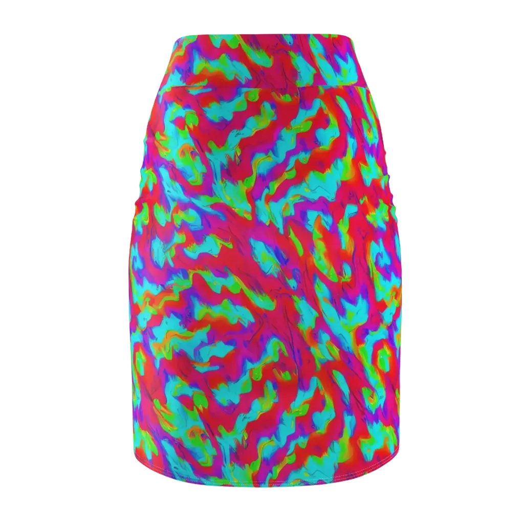 Fluorescent Cascade on Pencil Skirt — Back