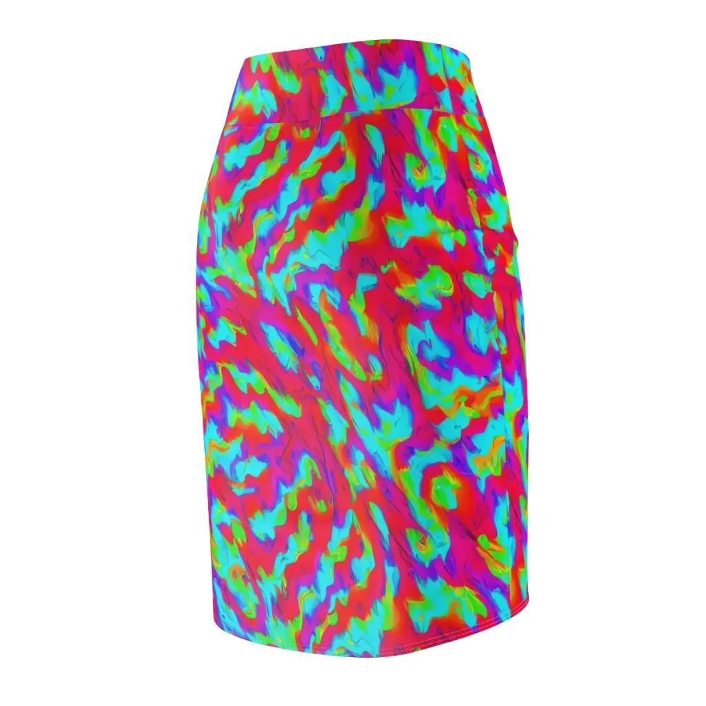 Fluorescent Cascade on Pencil Skirt — Back Side