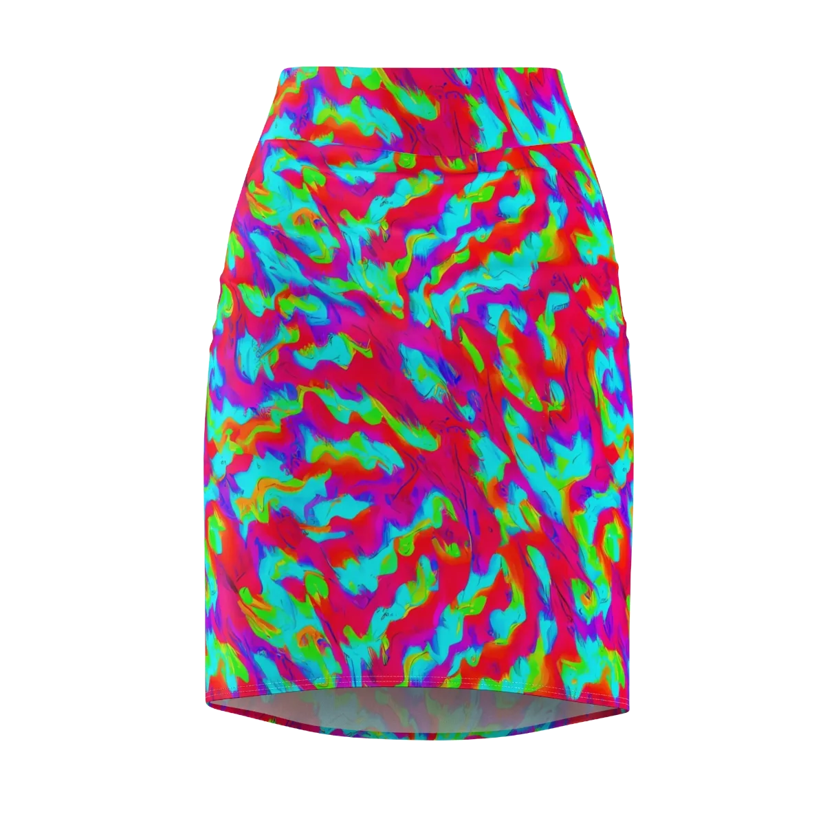 Fluorescent Cascade on Pencil Skirt — Front