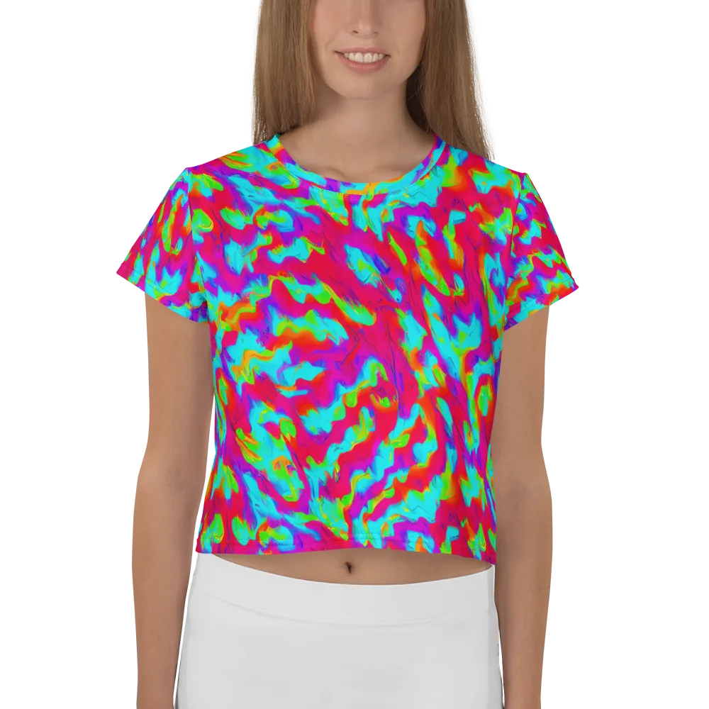 Fluorescent Cascade on Crop Tee — Front
