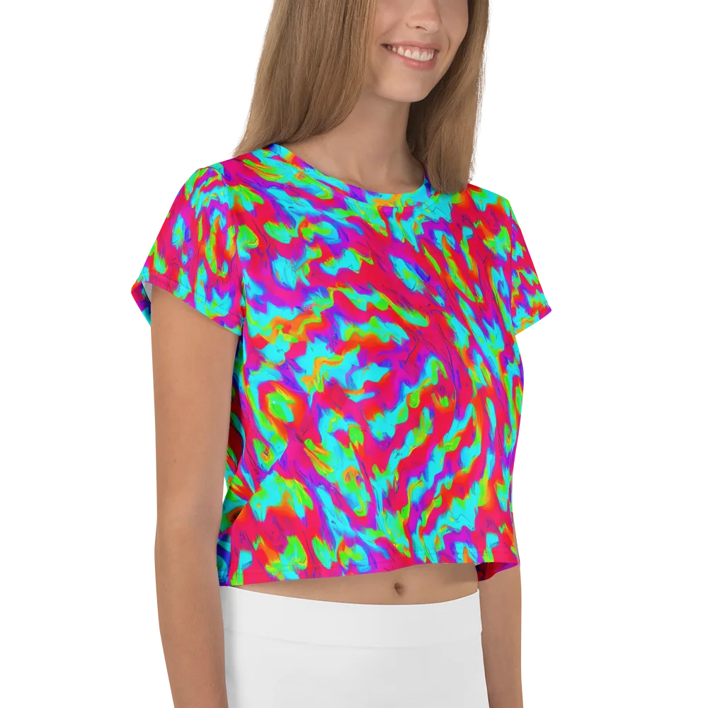 Fluorescent Cascade on Crop Tee — Right