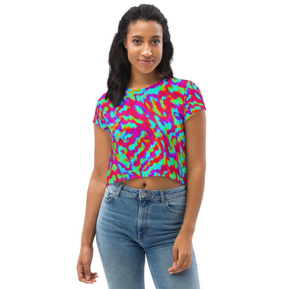 Fluorescent Cascade on Crop Tee — Front