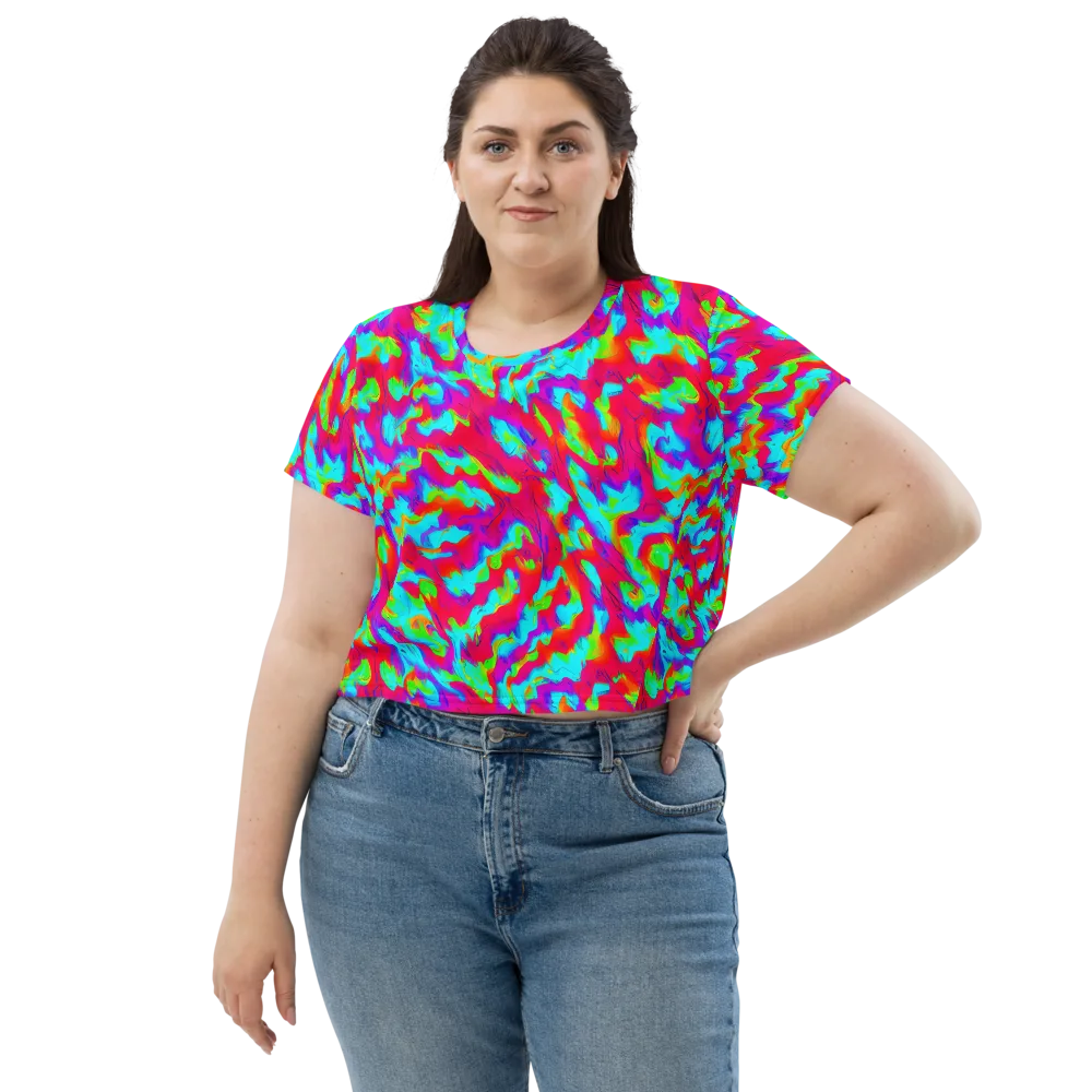Fluorescent Cascade on Crop Tee — Front