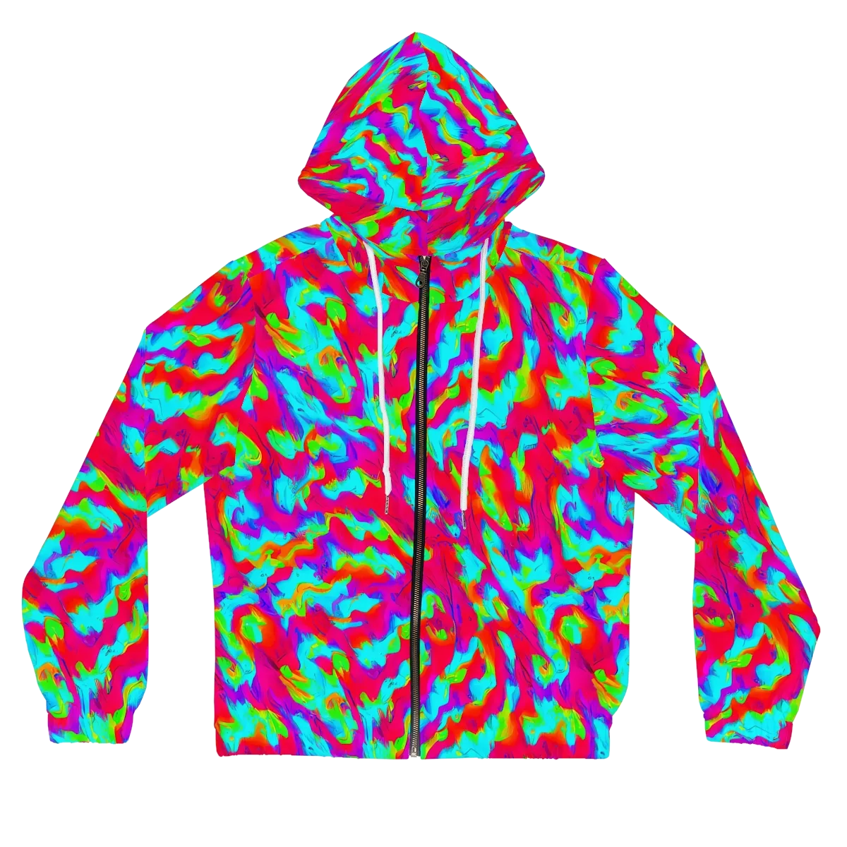 Fluorescent Cascade on Women's Full-Zip Hoodie — Front
