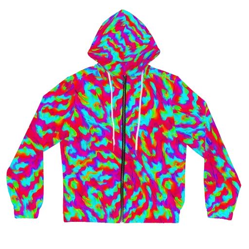 Fluorescent Cascade on a Women's Full-Zip Hoodie