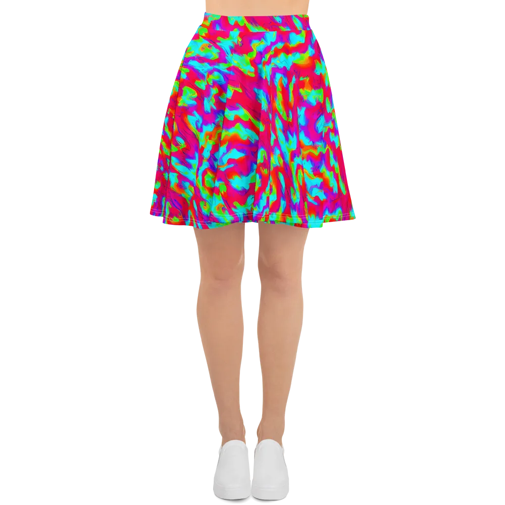 Fluorescent Cascade on Skater Skirt — Front