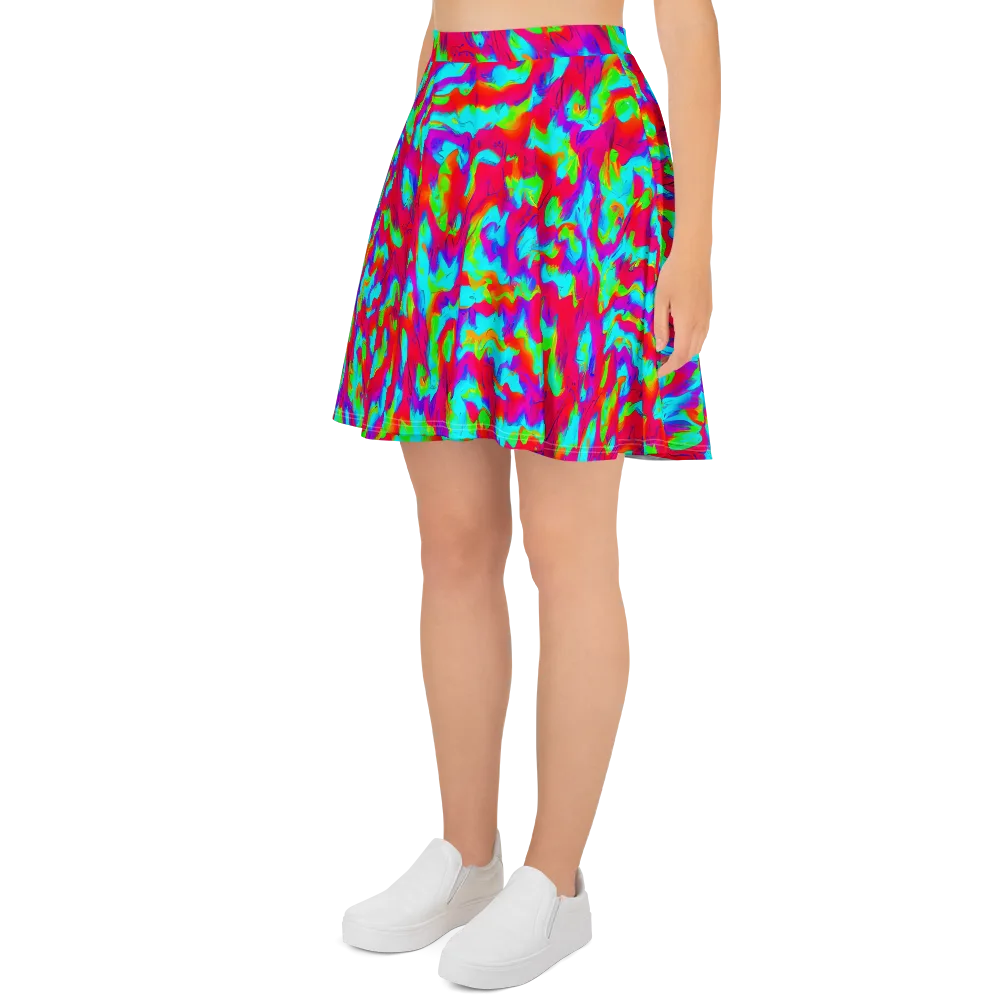 Fluorescent Cascade on Skater Skirt — Left