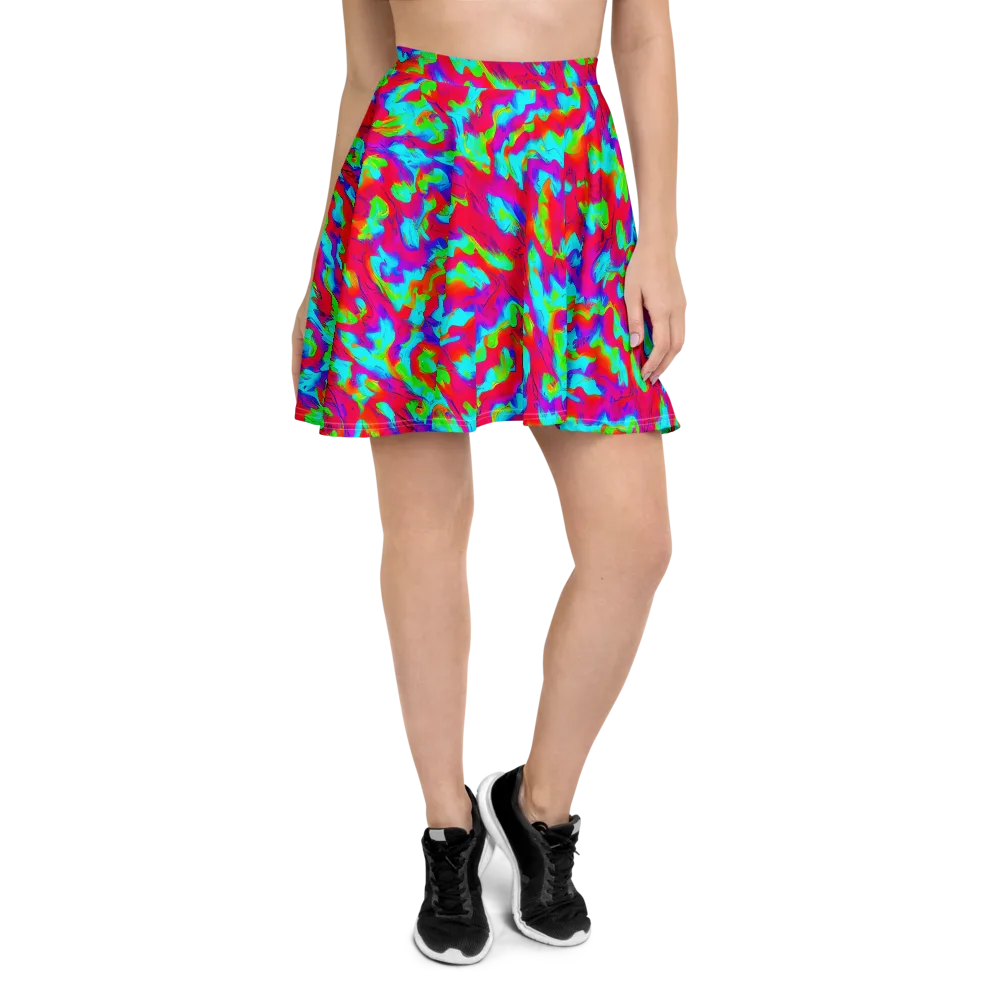 Fluorescent Cascade on Skater Skirt — Front