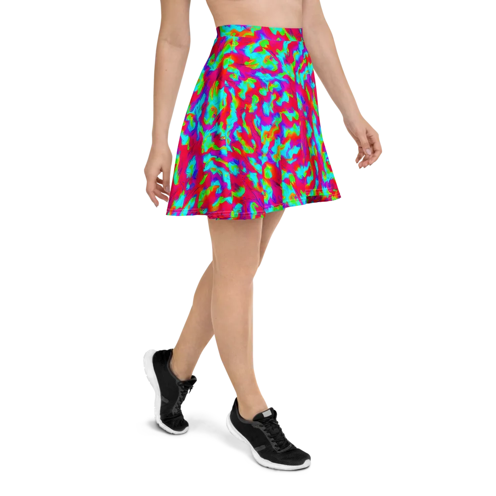 Fluorescent Cascade on Skater Skirt — Right