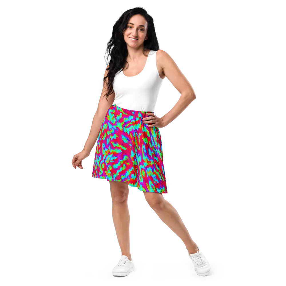 Fluorescent Cascade on Skater Skirt — Front