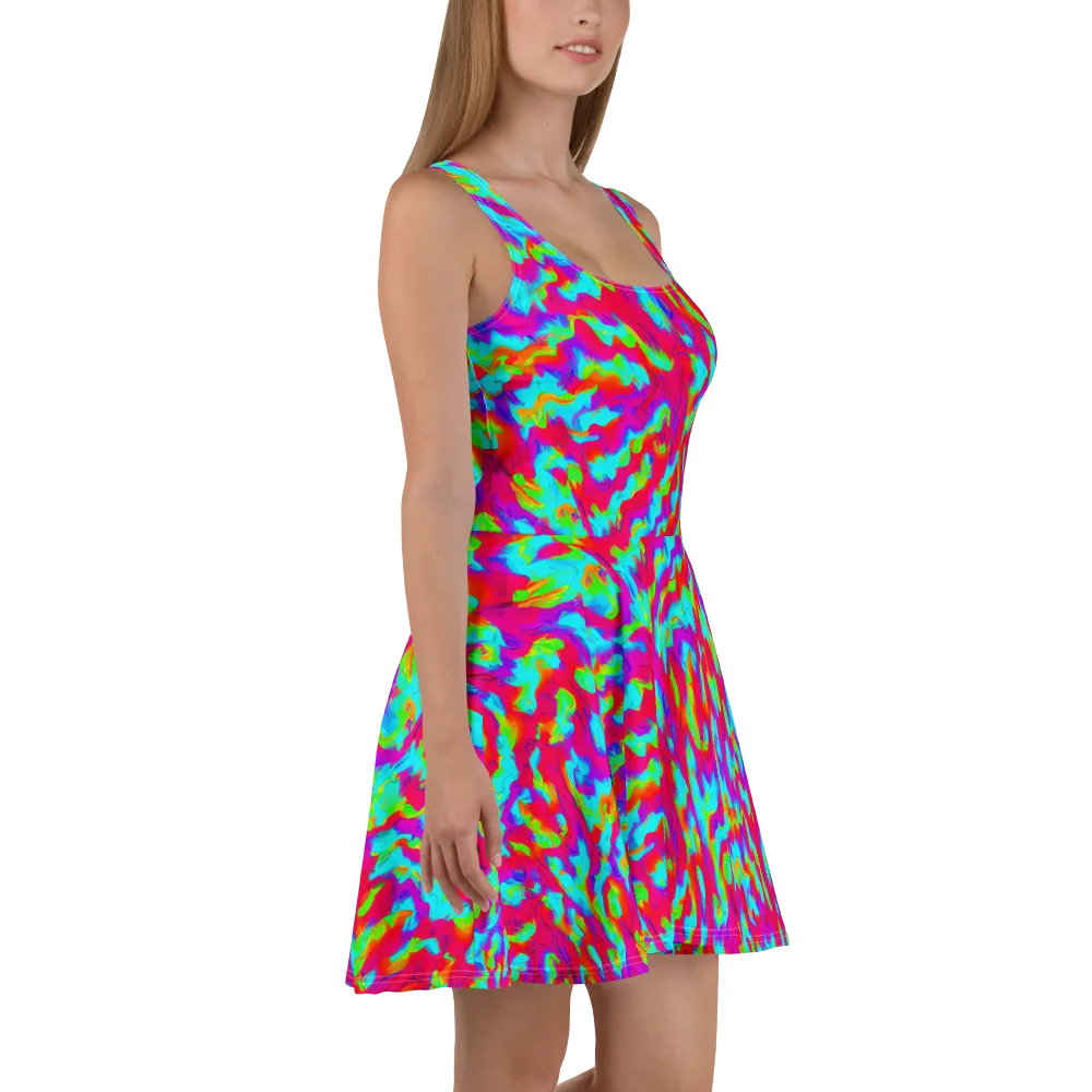 Fluorescent Cascade on Skater Dress — Right