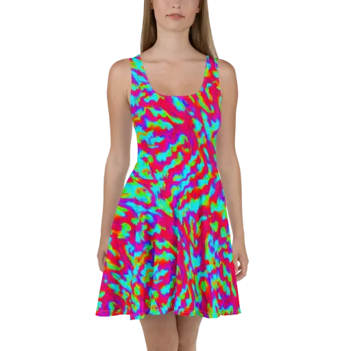 Fluorescent Cascade on a Skater Dress