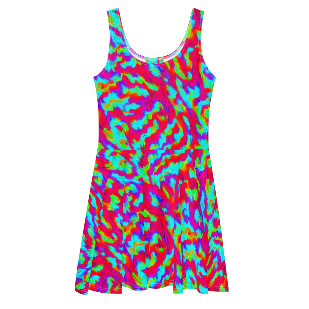 Fluorescent Cascade on Skater Dress — Front