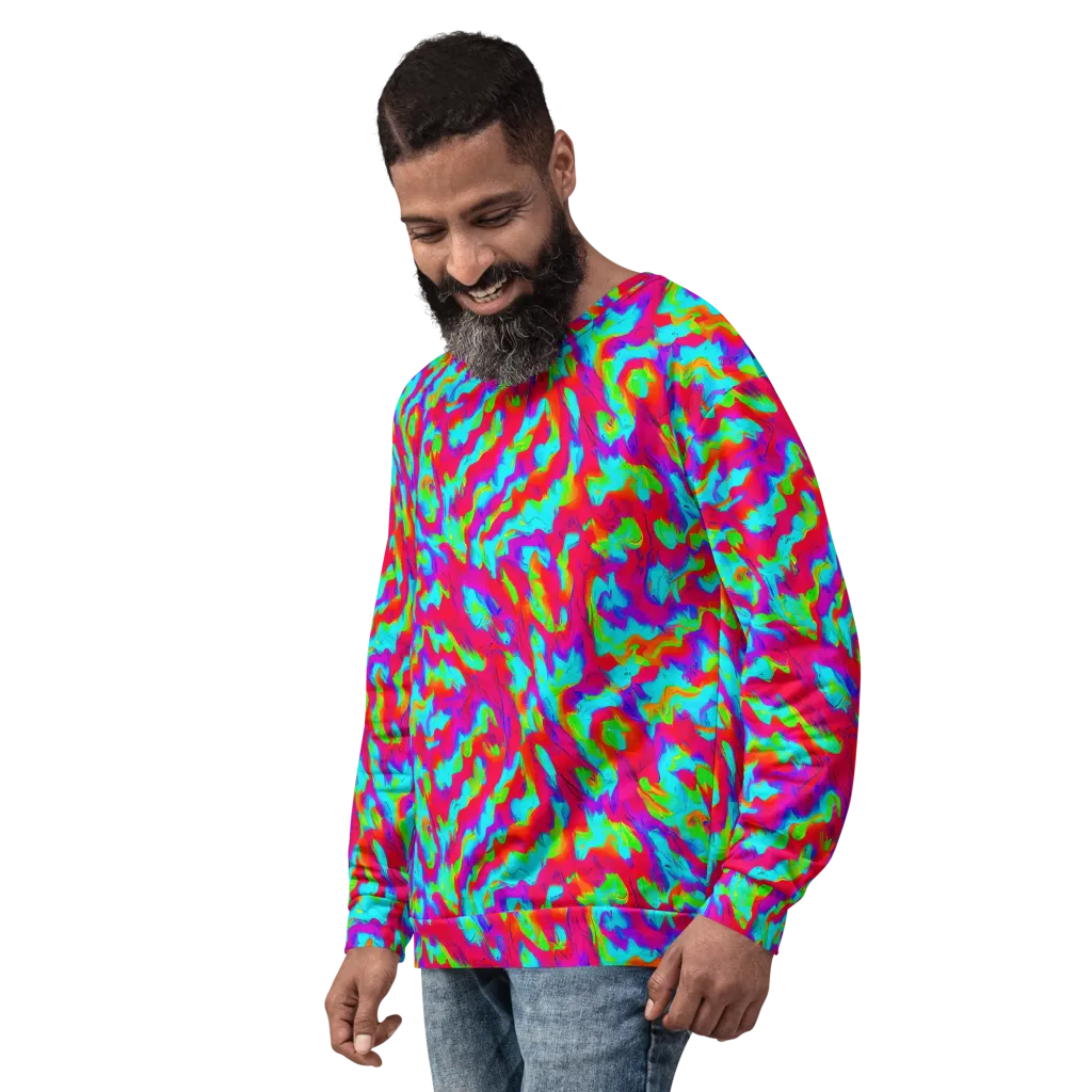 Fluorescent Cascade on Sweatshirt — Left Front