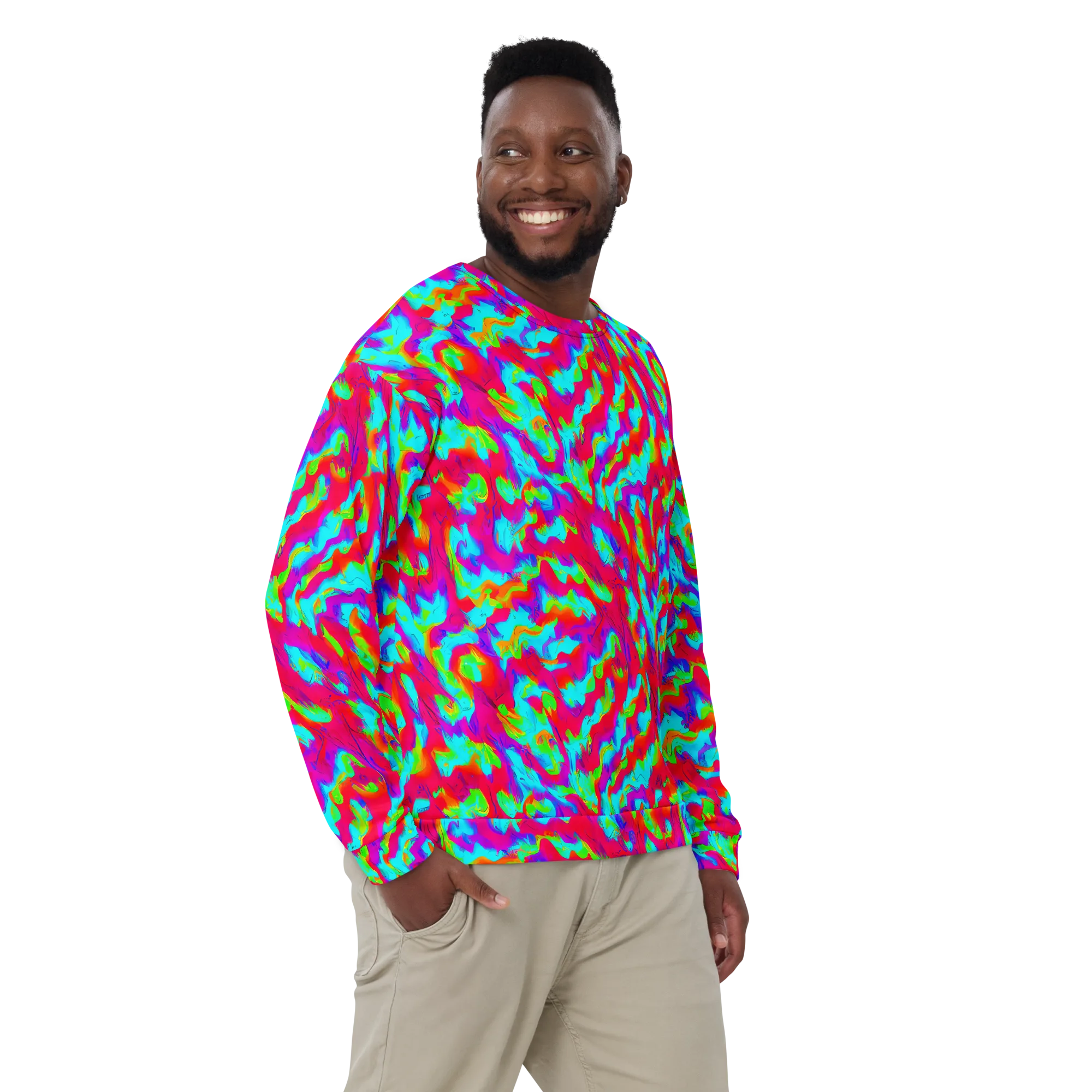 Fluorescent Cascade on Sweatshirt — Front
