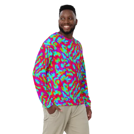 Fluorescent Cascade on a Sweatshirt