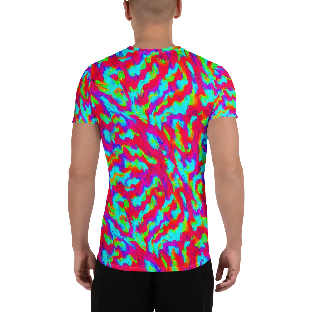 Fluorescent Cascade on Men's Athletic T-Shirt — Back