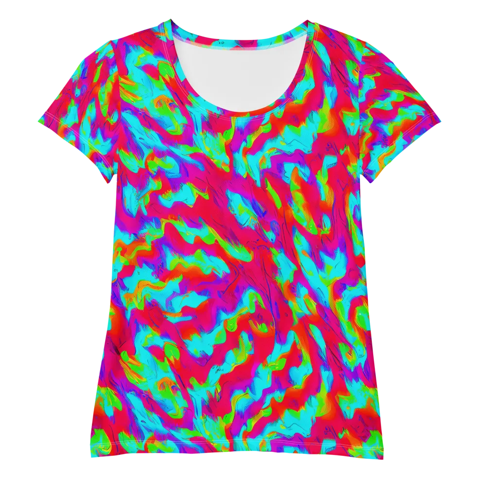 Fluorescent Cascade on Women's Athletic T-Shirt — Front