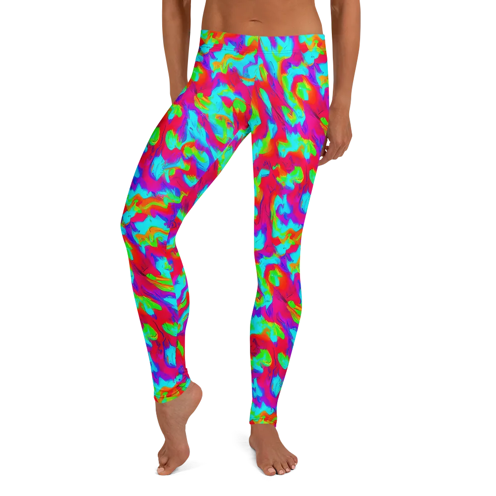 Fluorescent Cascade on Leggings — Front