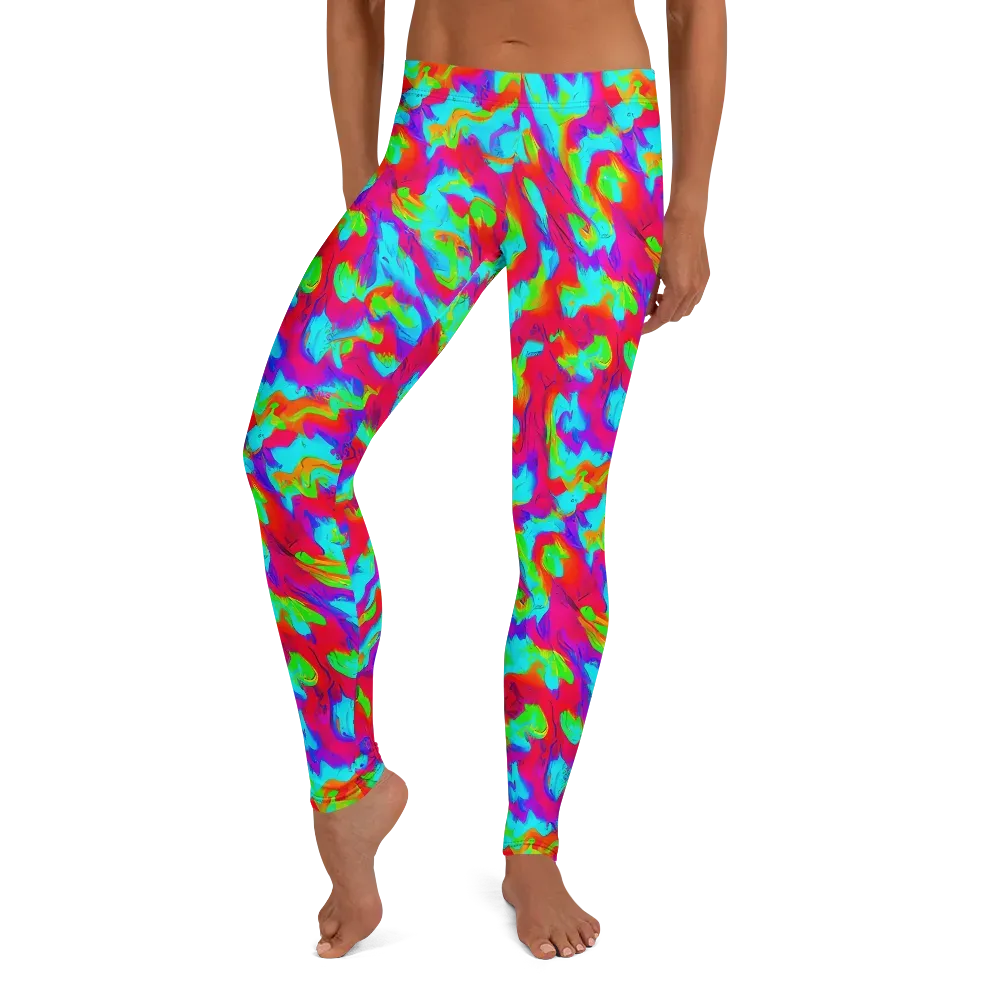 Fluorescent Cascade on Leggings — Front