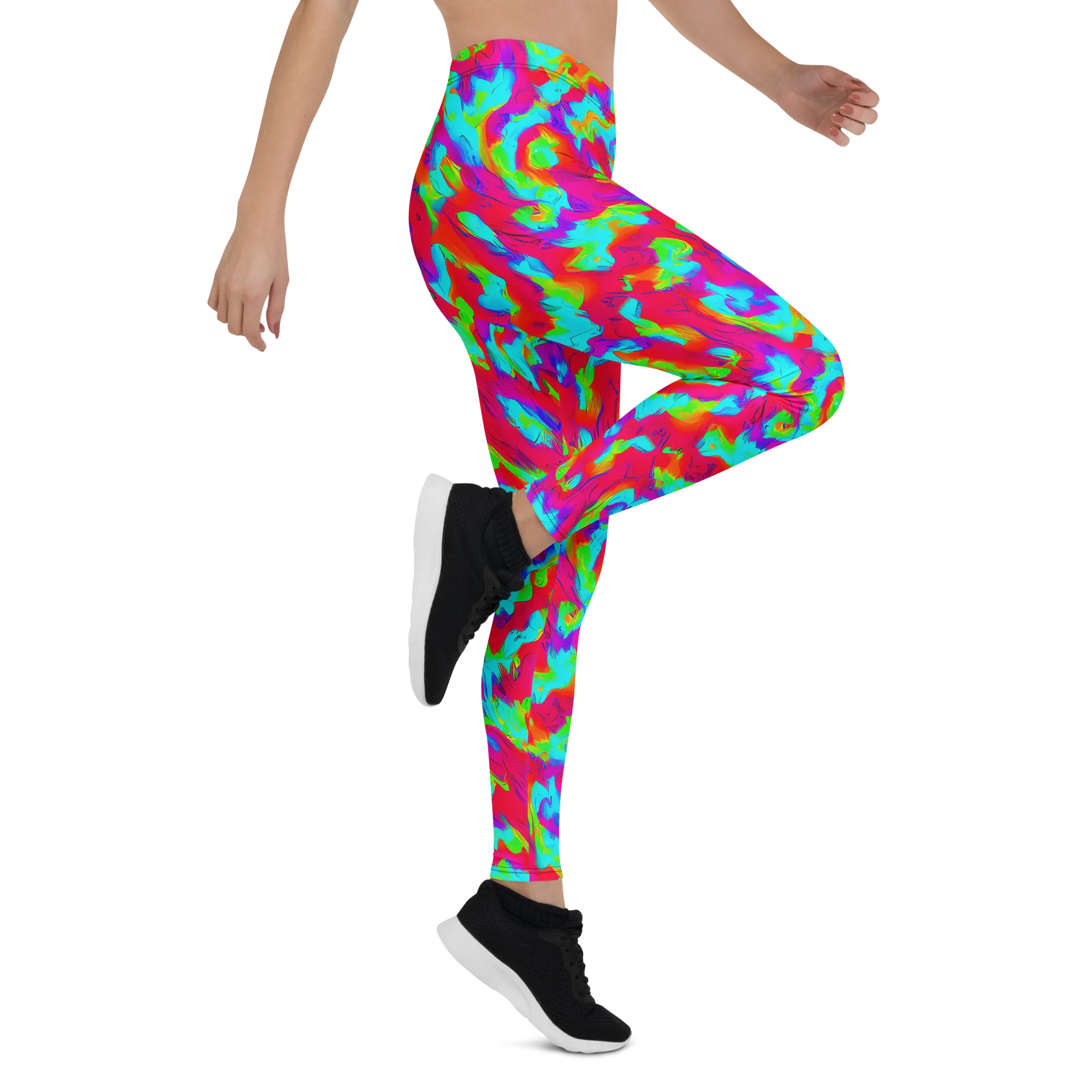 Fluorescent Cascade on Leggings — Right