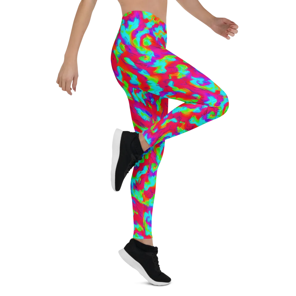 Fluorescent Cascade on Leggings — Right