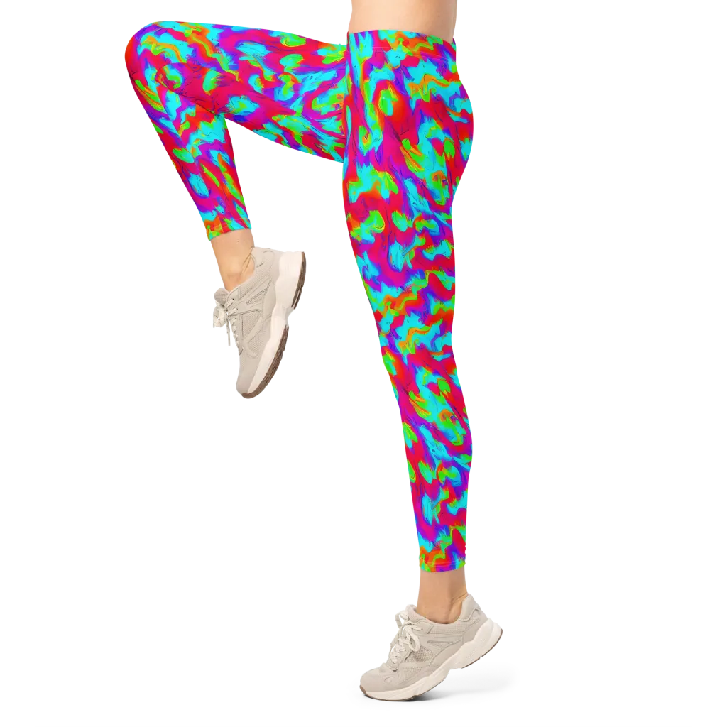 Fluorescent Cascade on Leggings — Left