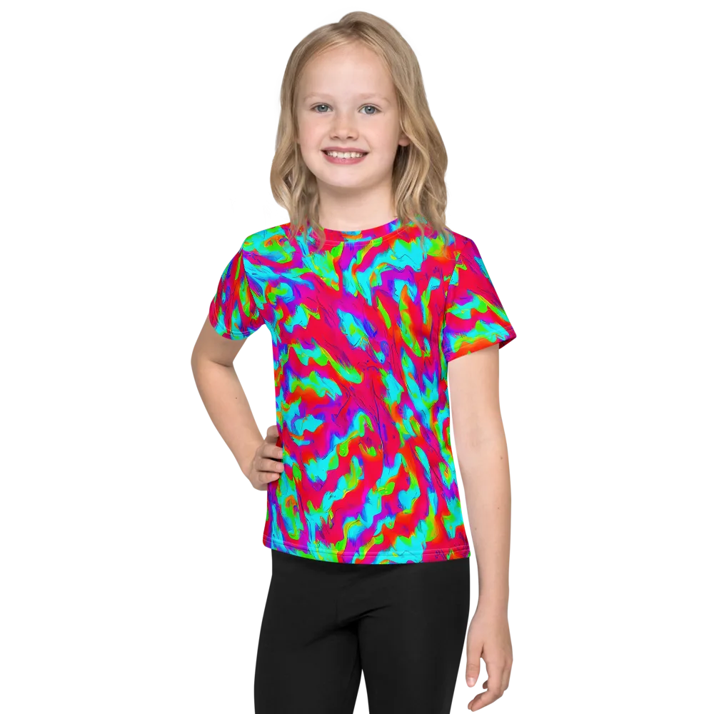 Fluorescent Cascade on Kids Crew Neck T-Shirt — Front